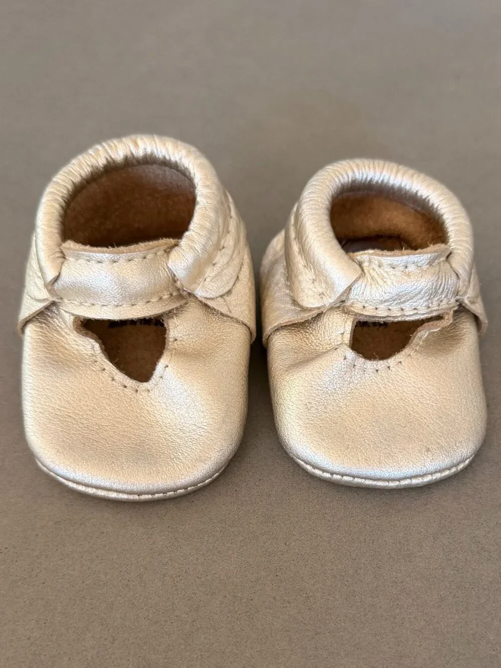 Freshly Picked Gold Mary Jane Baby Moccasins Size 1